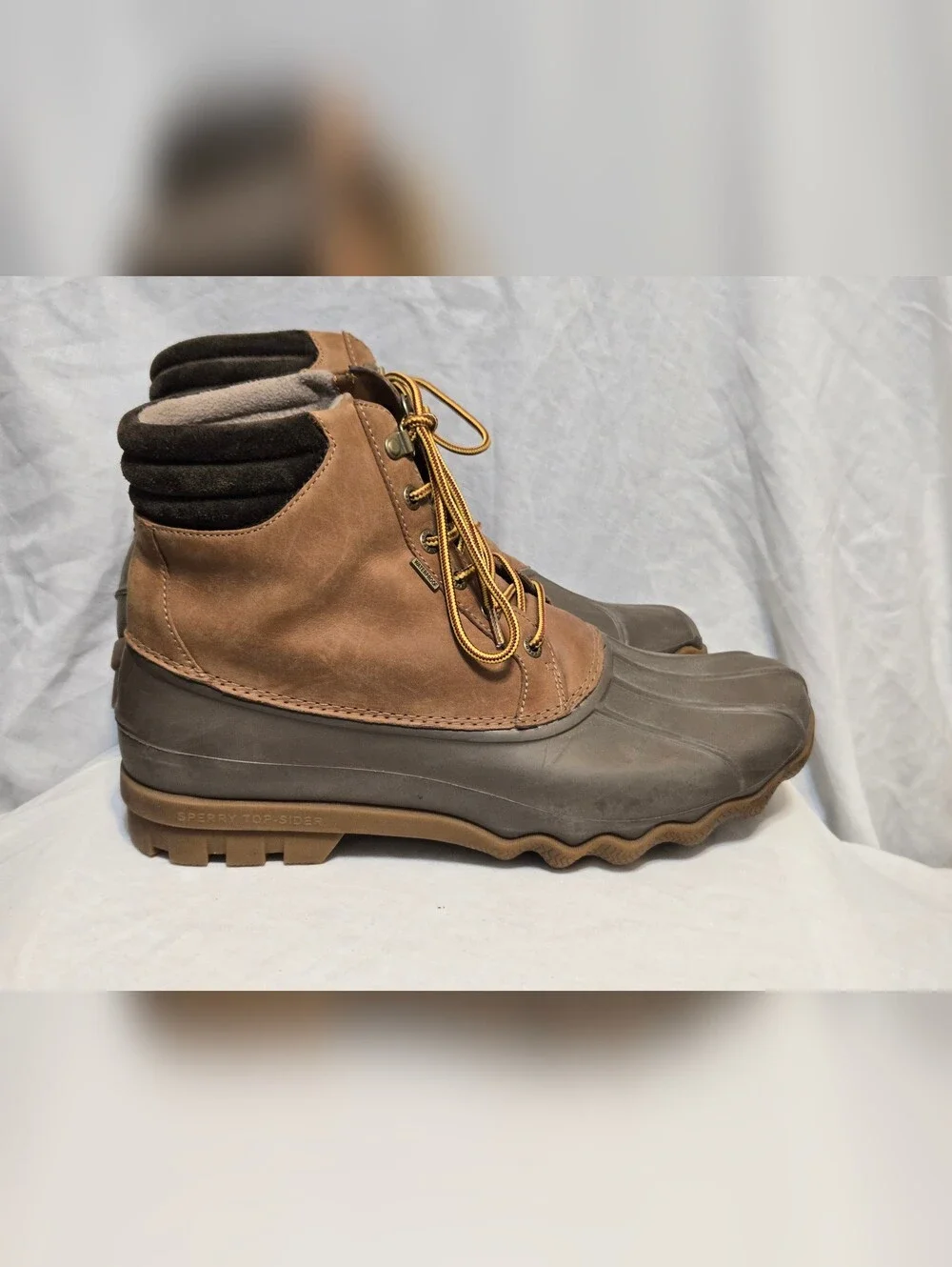 Sperry Avenue Mens Brown Leather Duck Boots Rain Shoes US Sz 10 M WATERPROOF